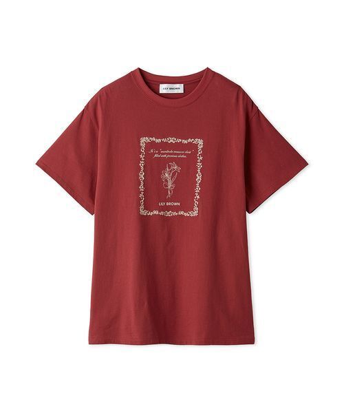 LILY BROWN(リリーブラウン)の「エンブロイダリープリントTシャツ(Tシャツ/カットソー・レディース・レッド/グレー/チャコールグレー・F)」の14枚目の写真