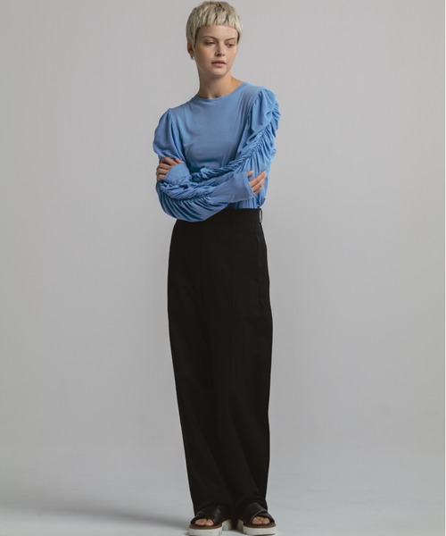 CINOH(チノ)の「HIGH-TWIST WOOL/PANTS(スラックス・レディース・ブラック・38/36)」の5枚目の写真