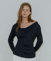 PAP DRAPE LONG SLEEVE T-SHIRT DARK GREY