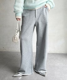 【WEB限定/セットアップ可能】バック刺繍裏毛セミワイドパンツ