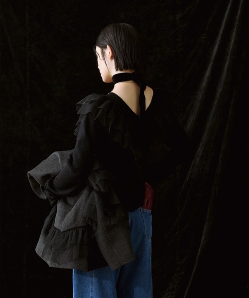 Ezick(エジック)の「2WAY tiered tulle ニットプルオーバー(ニット/セーター・レディース・ブラック/アイボリー・FREE)」の19枚目の写真
