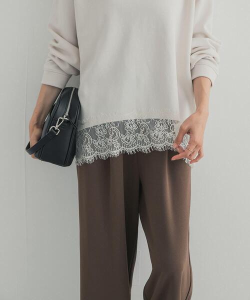 URBAN RESEARCH DOORS(アーバンリサーチドアーズ)の「ダブルフェイス裾レースプルオーバー 26AW(Tシャツ/カットソー・レディース・ネイビー/チャコールグレー/アイボリー・FREE)」の5枚目の写真