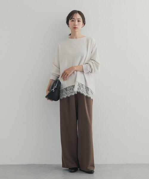 URBAN RESEARCH DOORS(アーバンリサーチドアーズ)の「ダブルフェイス裾レースプルオーバー 26AW(Tシャツ/カットソー・レディース・ネイビー/チャコールグレー/アイボリー・FREE)」の7枚目の写真