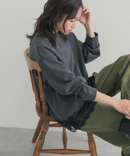 URBAN RESEARCH DOORS(アーバンリサーチドアーズ)の「ダブルフェイス裾レースプルオーバー 26AW(Tシャツ/カットソー・レディース・ネイビー/チャコールグレー/アイボリー・FREE)」の10枚目の写真