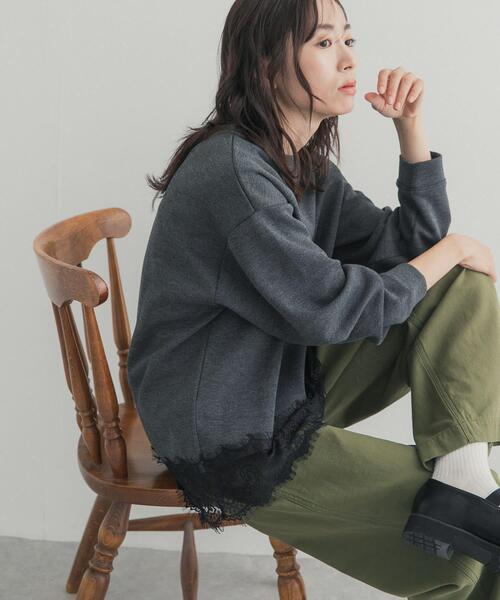 URBAN RESEARCH DOORS(アーバンリサーチドアーズ)の「ダブルフェイス裾レースプルオーバー 26AW(Tシャツ/カットソー・レディース・ネイビー/チャコールグレー/アイボリー・FREE)」の11枚目の写真