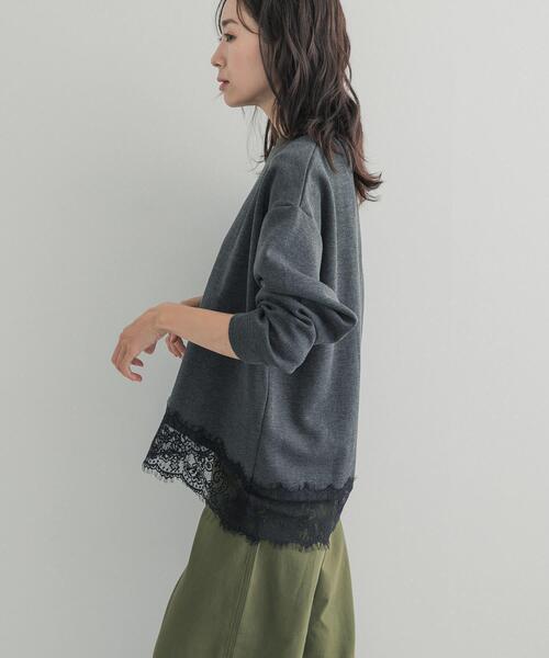 URBAN RESEARCH DOORS(アーバンリサーチドアーズ)の「ダブルフェイス裾レースプルオーバー 26AW(Tシャツ/カットソー・レディース・ネイビー/チャコールグレー/アイボリー・FREE)」の12枚目の写真