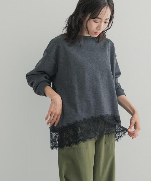URBAN RESEARCH DOORS(アーバンリサーチドアーズ)の「ダブルフェイス裾レースプルオーバー 26AW(Tシャツ/カットソー・レディース・ネイビー/チャコールグレー/アイボリー・FREE)」の14枚目の写真