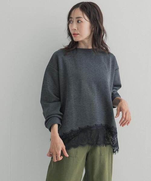 URBAN RESEARCH DOORS(アーバンリサーチドアーズ)の「ダブルフェイス裾レースプルオーバー 26AW(Tシャツ/カットソー・レディース・ネイビー/チャコールグレー/アイボリー・FREE)」の15枚目の写真