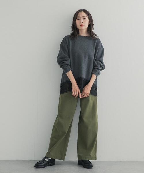 URBAN RESEARCH DOORS(アーバンリサーチドアーズ)の「ダブルフェイス裾レースプルオーバー 26AW(Tシャツ/カットソー・レディース・ネイビー/チャコールグレー/アイボリー・FREE)」の16枚目の写真