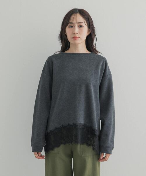 URBAN RESEARCH DOORS(アーバンリサーチドアーズ)の「ダブルフェイス裾レースプルオーバー 26AW(Tシャツ/カットソー・レディース・ネイビー/チャコールグレー/アイボリー・FREE)」の17枚目の写真