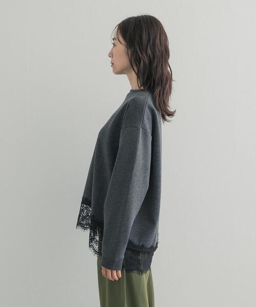 URBAN RESEARCH DOORS(アーバンリサーチドアーズ)の「ダブルフェイス裾レースプルオーバー 26AW(Tシャツ/カットソー・レディース・ネイビー/チャコールグレー/アイボリー・FREE)」の18枚目の写真