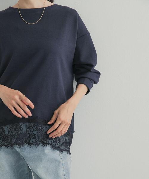 URBAN RESEARCH DOORS(アーバンリサーチドアーズ)の「ダブルフェイス裾レースプルオーバー 26AW(Tシャツ/カットソー・レディース・ネイビー/チャコールグレー/アイボリー・FREE)」の22枚目の写真