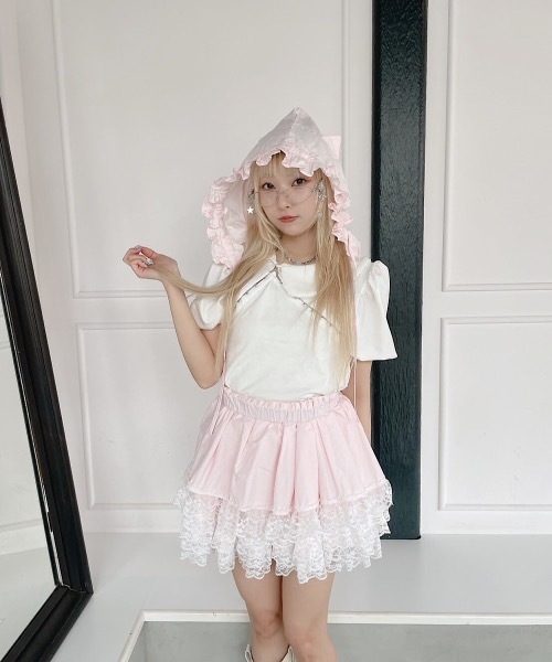 lilLilly（リルリリー）の「レースシャツミニスカート（スカート・レディース・ピンク/ブラック/ホワイト・FREE）」の13枚目の写真