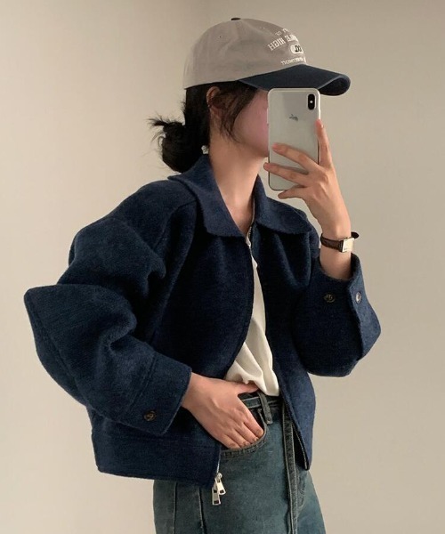 semplice(センプリチェ)の「ショートコート【韓国ファッション】(その他アウター・レディース・ブラック/ブルー/グレー・F)」の9枚目の写真