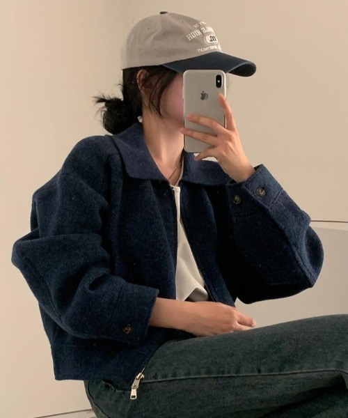 semplice(センプリチェ)の「ショートコート【韓国ファッション】(その他アウター・レディース・ブラック/ブルー/グレー・F)」の11枚目の写真