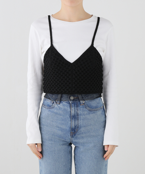 IENA(イエナ)の「MARILYN MOON/マリリンムーン knit camisole キャミソール 4264-163(キャミソール・レディース・アイボリー/ブラック・FREE)」の10枚目の写真