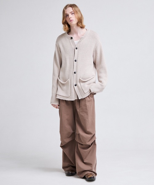 Parts Lab.(パーツラボ)の「【Parts Lab.】Low-Gauge Crewneck Cardigan / ローゲージ クルーネックカーディガン(カーディガン/ボレロ・メンズ・グレー/ブラック/ベージュ・L/S/M)」の4枚目の写真