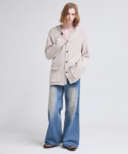 Parts Lab.(パーツラボ)の「【Parts Lab.】Low-Gauge Crewneck Cardigan / ローゲージ クルーネックカーディガン(カーディガン/ボレロ・メンズ・グレー/ブラック/ベージュ・L/S/M)」の5枚目の写真