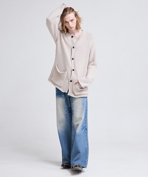 Parts Lab.(パーツラボ)の「【Parts Lab.】Low-Gauge Crewneck Cardigan / ローゲージ クルーネックカーディガン(カーディガン/ボレロ・メンズ・グレー/ブラック/ベージュ・L/S/M)」の6枚目の写真