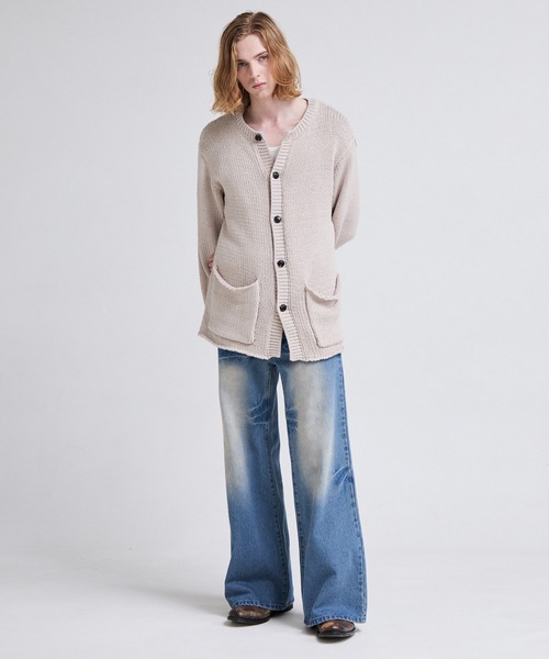 Parts Lab.(パーツラボ)の「【Parts Lab.】Low-Gauge Crewneck Cardigan / ローゲージ クルーネックカーディガン(カーディガン/ボレロ・メンズ・グレー/ブラック/ベージュ・L/S/M)」の7枚目の写真