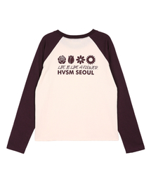 W NAME CARD RAGLAN L/S TEE(PINK-PLUM)
