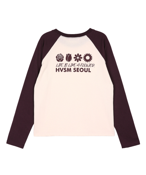 HAVISM(ヘビズム)の「W NAME CARD RAGLAN L/S TEE(PINK-PLUM)(Tシャツ/カットソー・レディース・その他・FREE)」の1枚目の写真