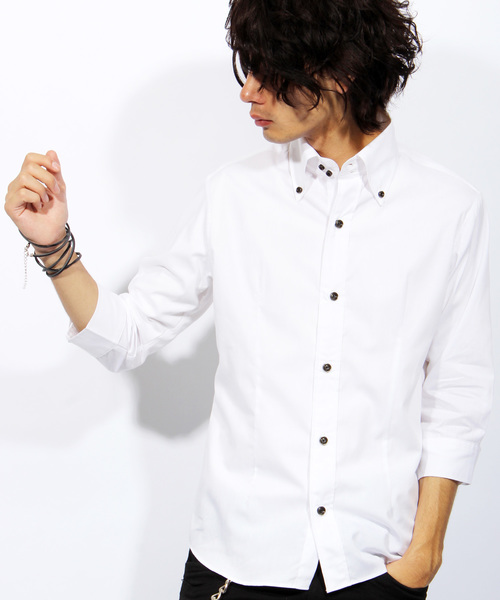 ８(eight)（エイト）の「ブロード 7分袖シャツ 日本製（シャツ/ブラウス・メンズ・グレー/ホワイト/ブラック/ワイン/ネイビー・LARGE/MEDIUM/X-LARGE）」の2枚目の写真