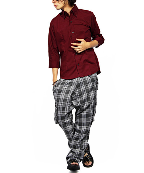 ８(eight)（エイト）の「ブロード 7分袖シャツ 日本製（シャツ/ブラウス・メンズ・グレー/ホワイト/ブラック/ワイン/ネイビー・LARGE/MEDIUM/X-LARGE）」の12枚目の写真