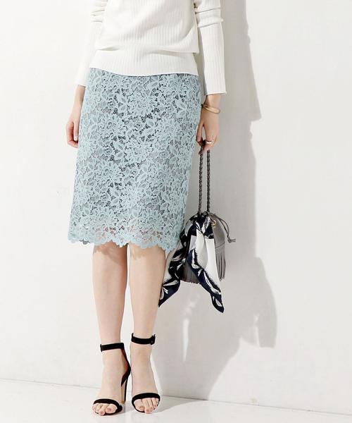 UNITED ARROWS(ユナイテッドアローズ)の「○UBCE コード レース タイト スカート 17SS ◆(スカート・レディース・ターコイズブルー/ネイビー/オフホワイト/ベージュ・34/40/38/36)」の4枚目の写真
