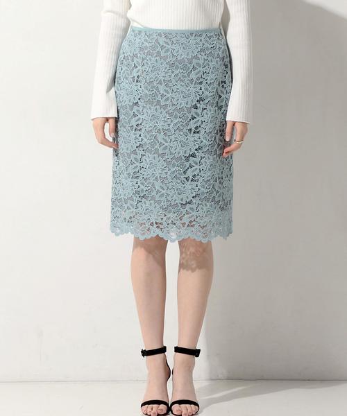 UNITED ARROWS(ユナイテッドアローズ)の「○UBCE コード レース タイト スカート 17SS ◆(スカート・レディース・ターコイズブルー/ネイビー/オフホワイト/ベージュ・34/40/38/36)」の6枚目の写真