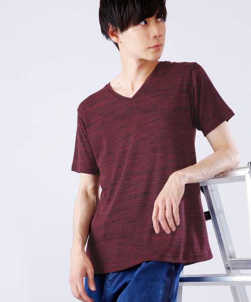 MONO-MART（モノマート）の「半袖フライス編みサマーストレッチカットソー（Tシャツ/カットソー・メンズ・ブラック/カーキ/グレー/ワイン/オートミール/ブルー・M/L）」の6枚目の写真