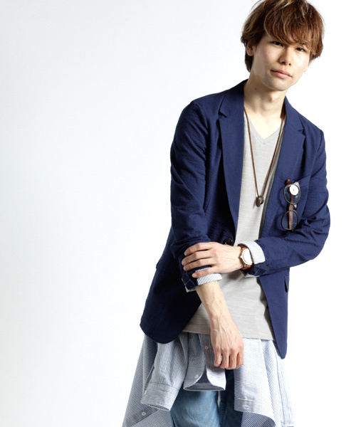 MONO-MART（モノマート）の「半袖フライス編みサマーストレッチカットソー（Tシャツ/カットソー・メンズ・ブラック/カーキ/グレー/ワイン/オートミール/ブルー・M/L）」の16枚目の写真