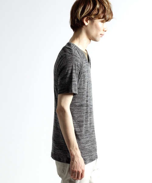 MONO-MART（モノマート）の「半袖フライス編みサマーストレッチカットソー（Tシャツ/カットソー・メンズ・ブラック/カーキ/グレー/ワイン/オートミール/ブルー・M/L）」の8枚目の写真