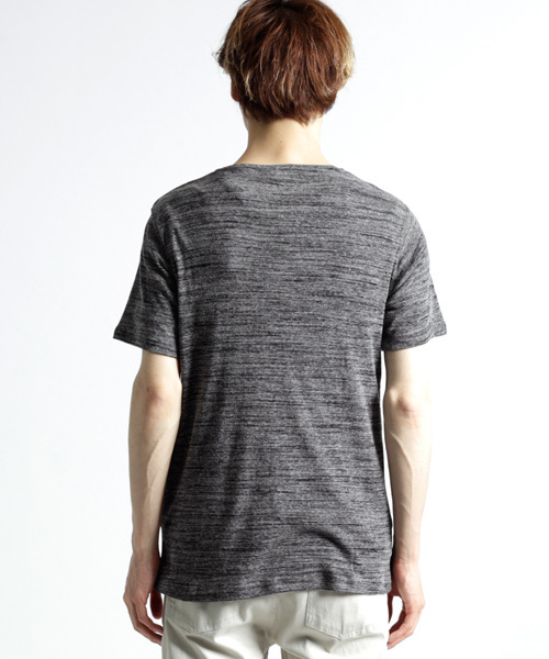 MONO-MART（モノマート）の「半袖フライス編みサマーストレッチカットソー（Tシャツ/カットソー・メンズ・ブラック/カーキ/グレー/ワイン/オートミール/ブルー・M/L）」の9枚目の写真