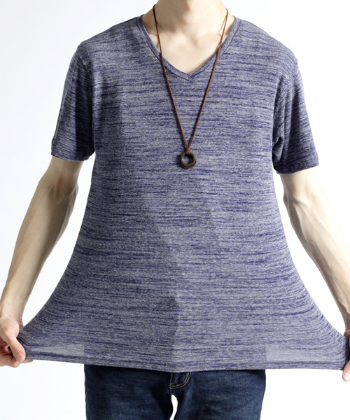 MONO-MART（モノマート）の「半袖フライス編みサマーストレッチカットソー（Tシャツ/カットソー・メンズ・ブラック/カーキ/グレー/ワイン/オートミール/ブルー・M/L）」の10枚目の写真