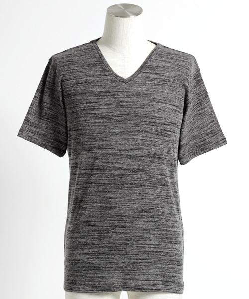 MONO-MART（モノマート）の「半袖フライス編みサマーストレッチカットソー（Tシャツ/カットソー・メンズ・ブラック/カーキ/グレー/ワイン/オートミール/ブルー・M/L）」の12枚目の写真