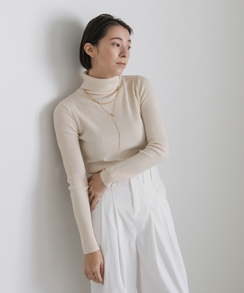 セール】【13色展開】シンプルリブタートルニット（ニット/セーター