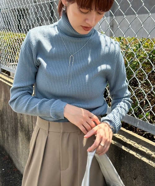 セール】【13色展開】シンプルリブタートルニット（ニット/セーター