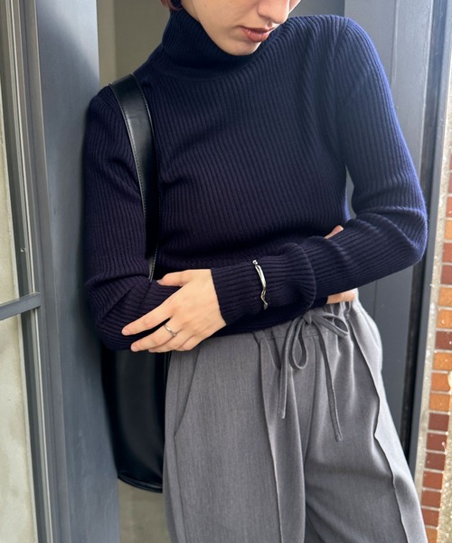 セール】【13色展開】シンプルリブタートルニット（ニット/セーター