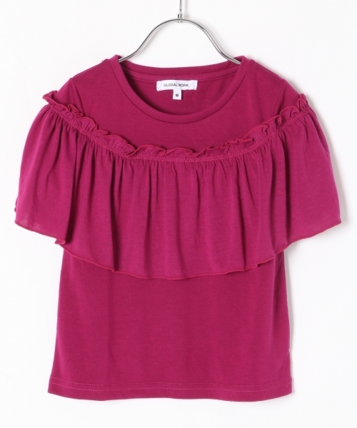 GLOBAL WORK（グローバルワーク）の「【キッズ】ラウンドフリルプルオーバー半袖/762754（Tシャツ/カットソー・キッズ・ネイビー/ライトパープル/カーキ・XX-LARGE/SMALL/LARGE/MEDIUM/X-LARGE）」の2枚目の写真