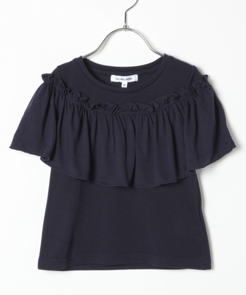 GLOBAL WORK（グローバルワーク）の「【キッズ】ラウンドフリルプルオーバー半袖/762754（Tシャツ/カットソー・キッズ・ネイビー/ライトパープル/カーキ・XX-LARGE/SMALL/LARGE/MEDIUM/X-LARGE）」の3枚目の写真