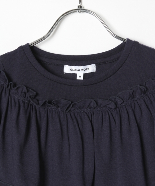 GLOBAL WORK（グローバルワーク）の「【キッズ】ラウンドフリルプルオーバー半袖/762754（Tシャツ/カットソー・キッズ・ネイビー/ライトパープル/カーキ・XX-LARGE/SMALL/LARGE/MEDIUM/X-LARGE）」の5枚目の写真