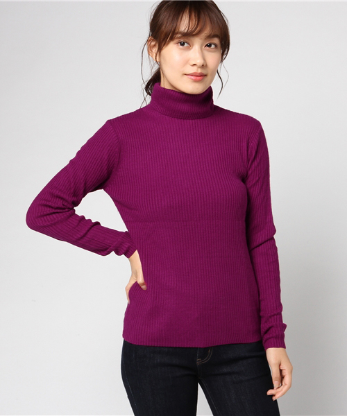 MARLENE JOBERT（マルレーヌ　ジョベル）の「アンゴラ混リブタートルニット（ニット/セーター・レディース・オフホワイト/ピンク/ネイビー/ブラック/マスタード/杢グレー/グレイッシュベージュ・L/M）」の13枚目の写真