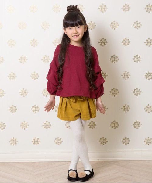 apres les cours(アプレレクール)の「レイヤード風キュロット(その他パンツ・キッズ・ワインレッド/キャメル・90/100/110/120/80/130/140)」の4枚目の写真