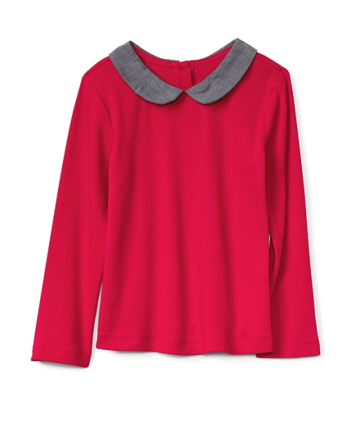 GAP(ギャップ)の「Gap シャンブレーカラー長袖トップス(Tシャツ/カットソー・キッズ・レッド・95cm/90cm/110cm/105cm/100cm/80cm)」の1枚目の写真