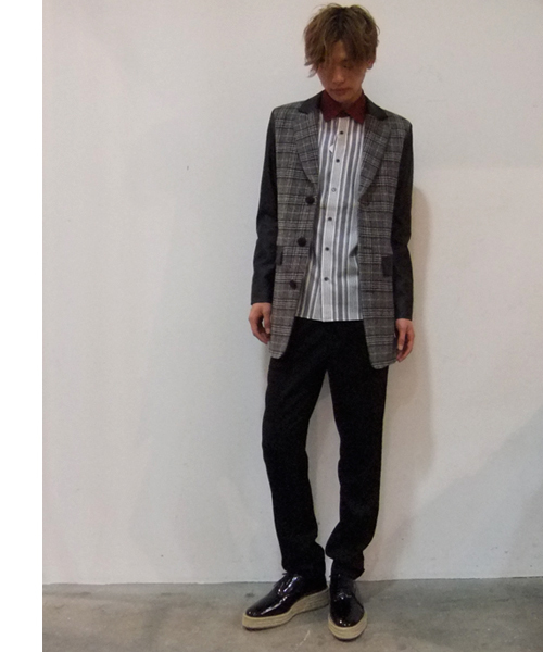 603（ロクマルサン）の「603 チェック× PVCロングジャケット（テーラードジャケット・メンズ・グレー・40/42）」の6枚目の写真