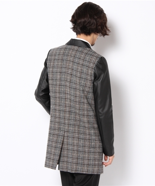 603（ロクマルサン）の「603 チェック× PVCロングジャケット（テーラードジャケット・メンズ・グレー・40/42）」の3枚目の写真
