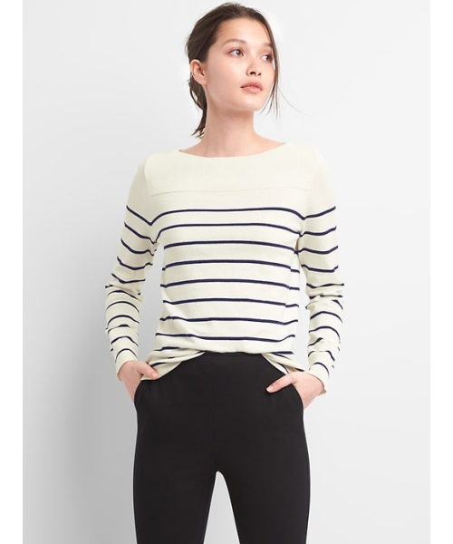 GAP（ギャップ）の「Gap プルオーバー ボートネックセーター（ニット/セーター・レディース・ライトグレー/ホワイト×ネイビー/ブラック/ライトパープル/コーラルピンク/ライトブルー・S/XS/M/XXS/L）」の2枚目の写真