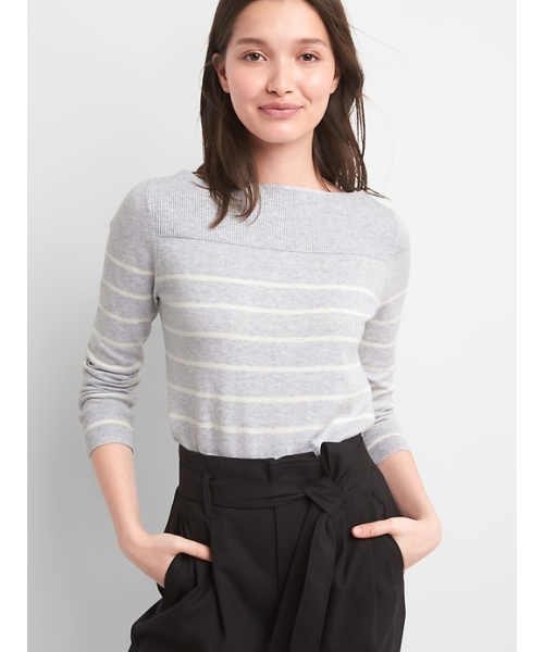GAP（ギャップ）の「Gap プルオーバー ボートネックセーター（ニット/セーター・レディース・ライトグレー/ホワイト×ネイビー/ブラック/ライトパープル/コーラルピンク/ライトブルー・S/XS/M/XXS/L）」の3枚目の写真