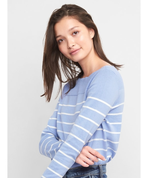 GAP（ギャップ）の「Gap プルオーバー ボートネックセーター（ニット/セーター・レディース・ライトグレー/ホワイト×ネイビー/ブラック/ライトパープル/コーラルピンク/ライトブルー・S/XS/M/XXS/L）」の4枚目の写真